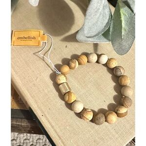 Embellish brown natural Jasper stretch bracelet